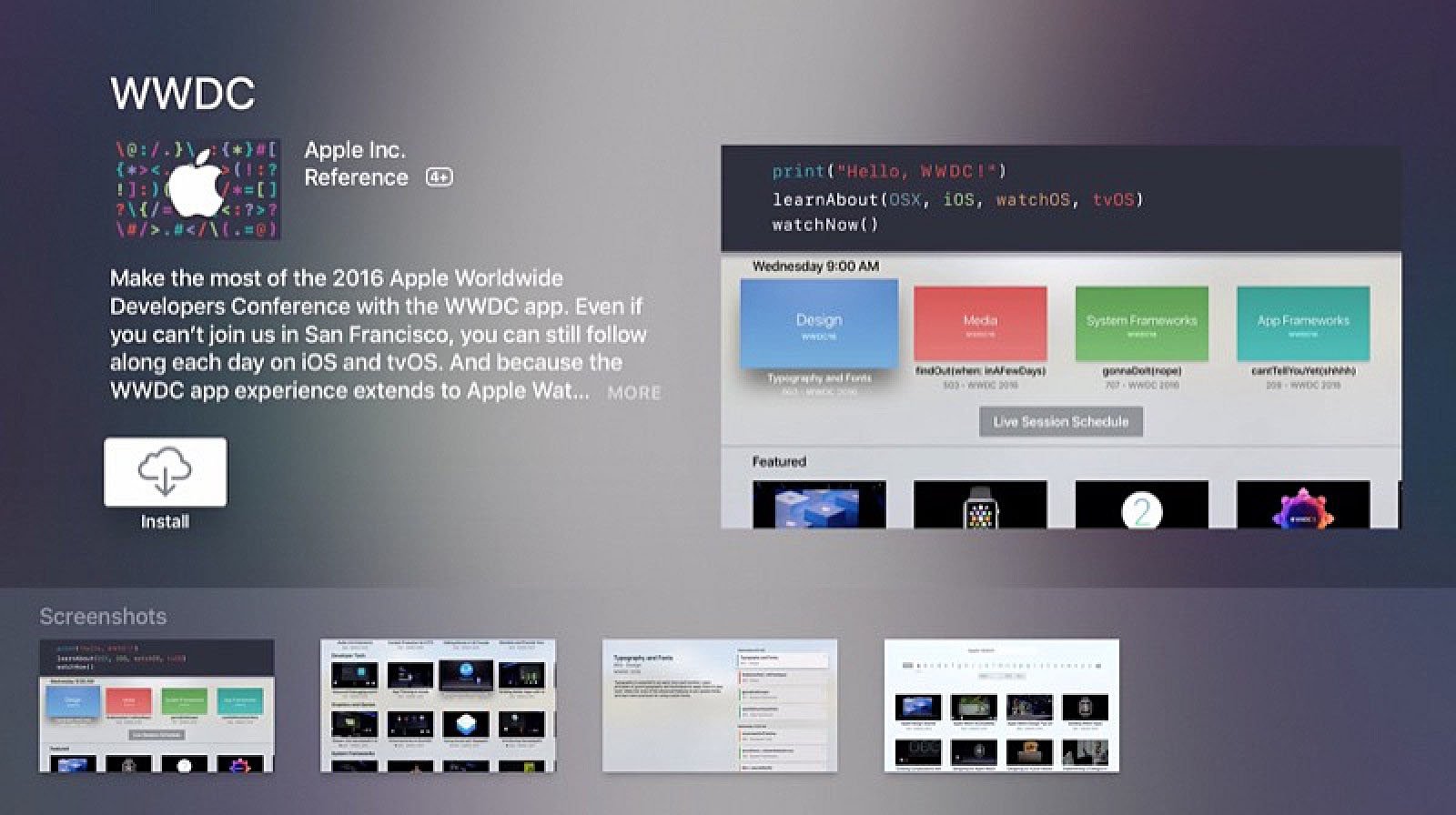 Watch WWDC 2016 keynote live on your Apple TV 4 via a new tvOS app