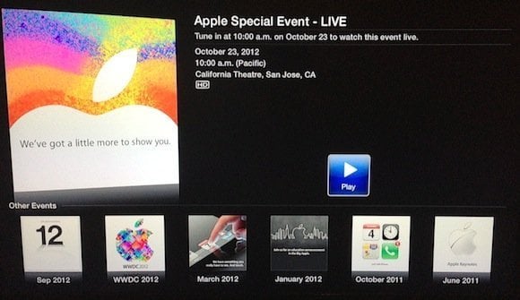 iPad mini event live stream on Apple TV