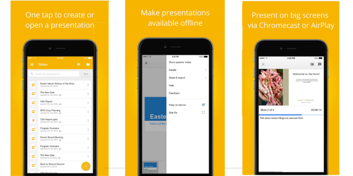 Google Slide app AirPlay